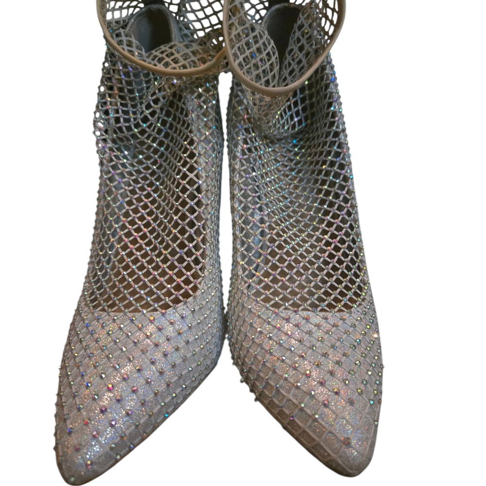Elegant Silver Mesh Women's Shoes